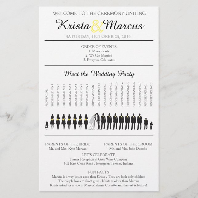 Folheto do Programa de Casamento Silhouettes Simpl (Frente)
