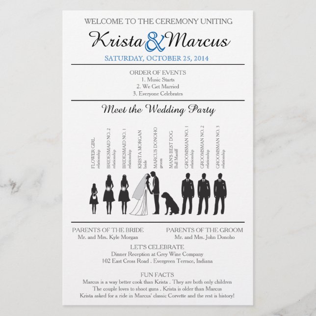 Folheto do Programa de Casamento Silhouettes Simpl (Frente)