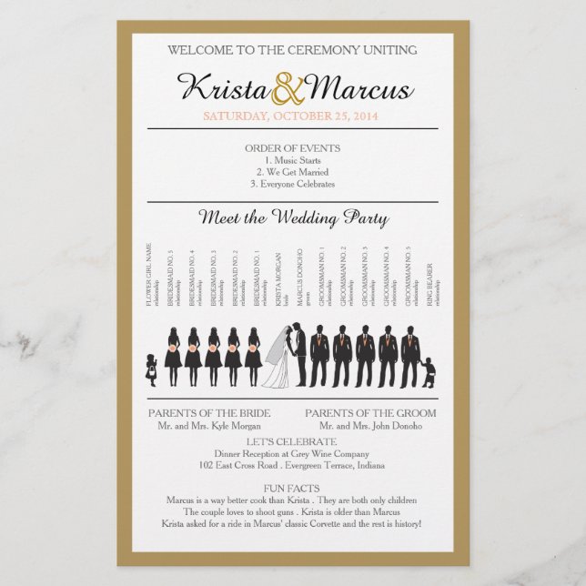 Folheto do Programa de Casamento Silhouettes Simpl (Frente)