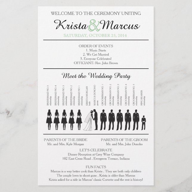 Folheto do Programa de Casamento Silhouettes Simpl (Frente)