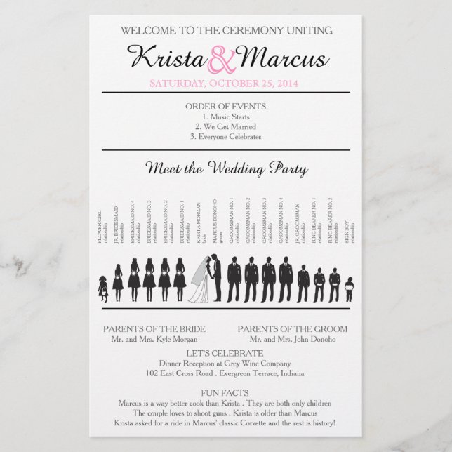 Folheto do Programa de Casamento Silhouettes Simpl (Frente)