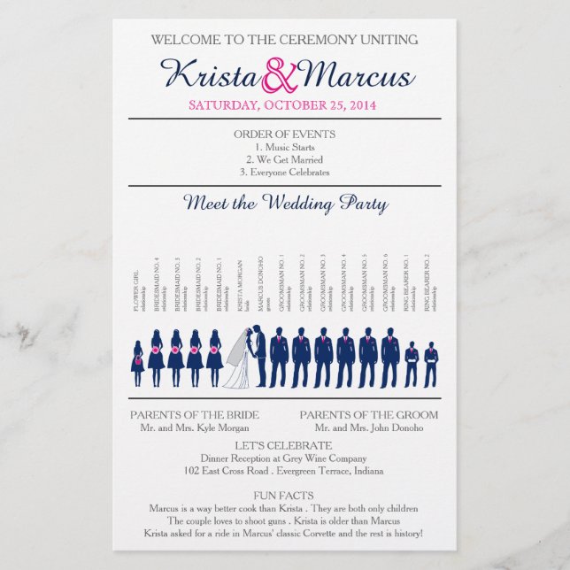Folheto do Programa de Casamento Silhouettes Simpl (Frente)
