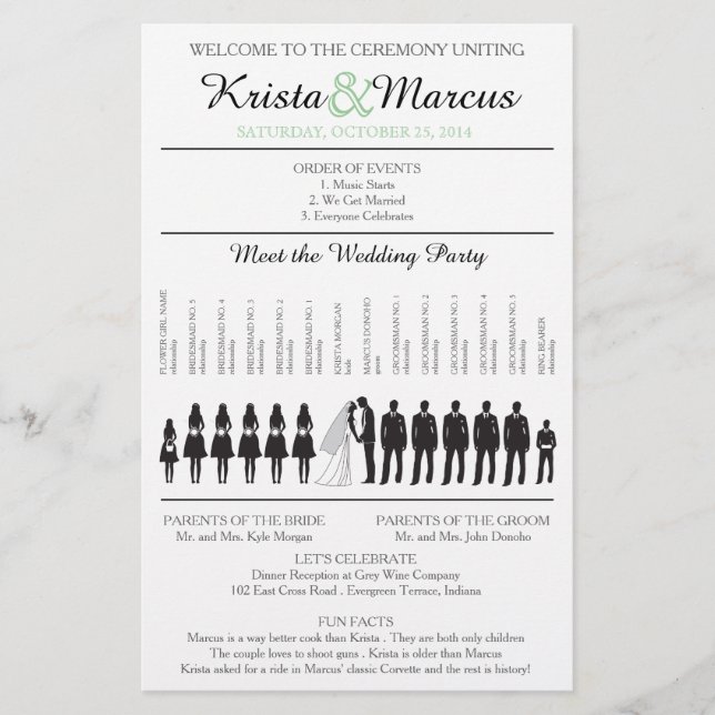 Folheto do Programa de Casamento Silhouettes Simpl (Frente)