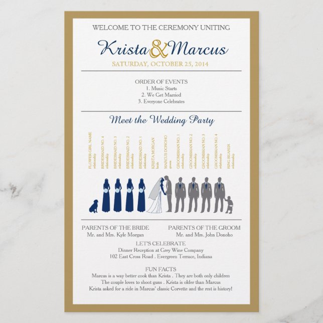 Folheto do Programa de Casamento Silhouettes Simpl (Frente)