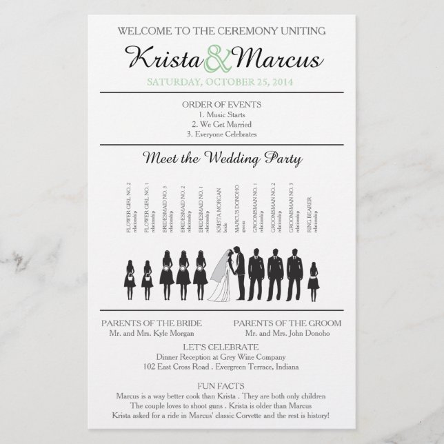 Folheto do Programa de Casamento Silhouettes Simpl (Frente)