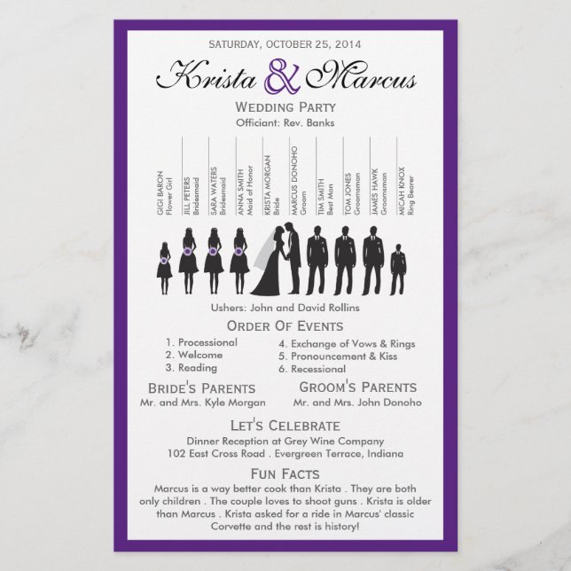 Folheto do Programa de Casamento Silhouettes Simpl (Frente)