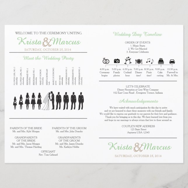 Folheto do Programa de Casamento Silhouettes Simpl (Frente)