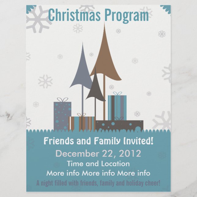 Folheto do Programa de Natal Azul e Tan (Frente)