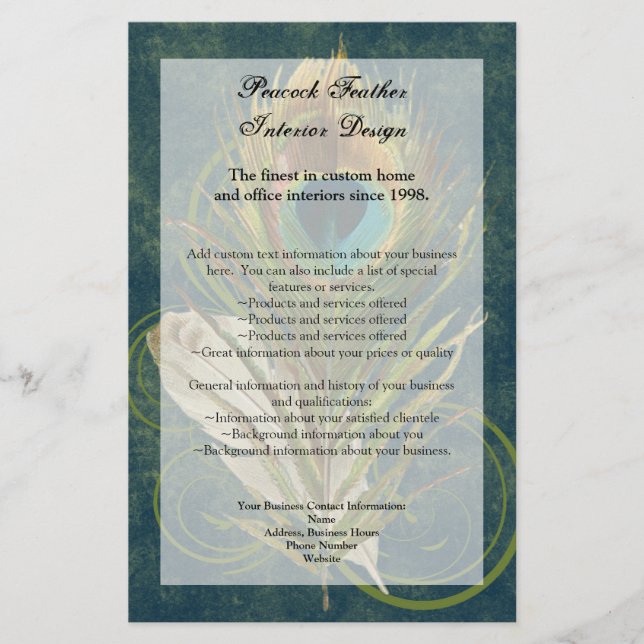 Folheto do Programa de Penas de Peacock Detalhado (Frente)