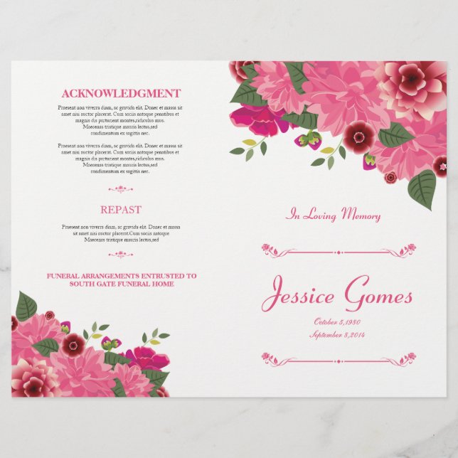 Folheto do Programa Funeral de Ordem de Serviço (Frente)