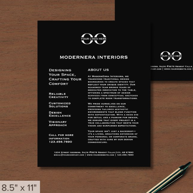 Folheto do Promocional preto com logotipo (Criador carregado)