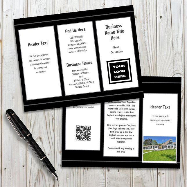 Folheto dobrado do logotipo comercial preto e bran (Criador carregado)