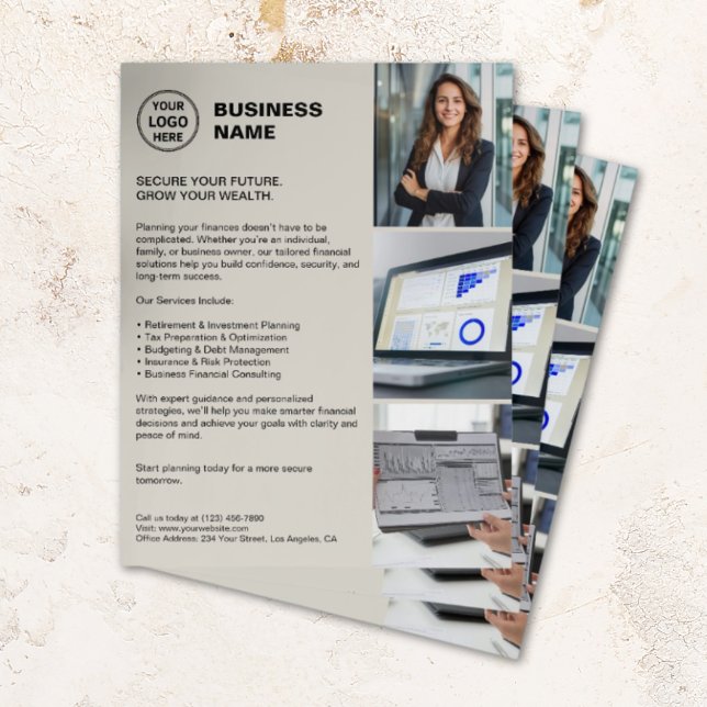 Folheto dos Serviços Financeiros Profissionais Mod (Modern Professional Financial Services Flyer)