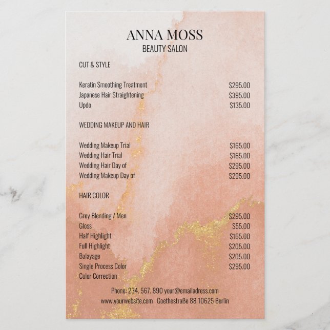 Folheto Dourado com Cor de Água Moderna (Frente)