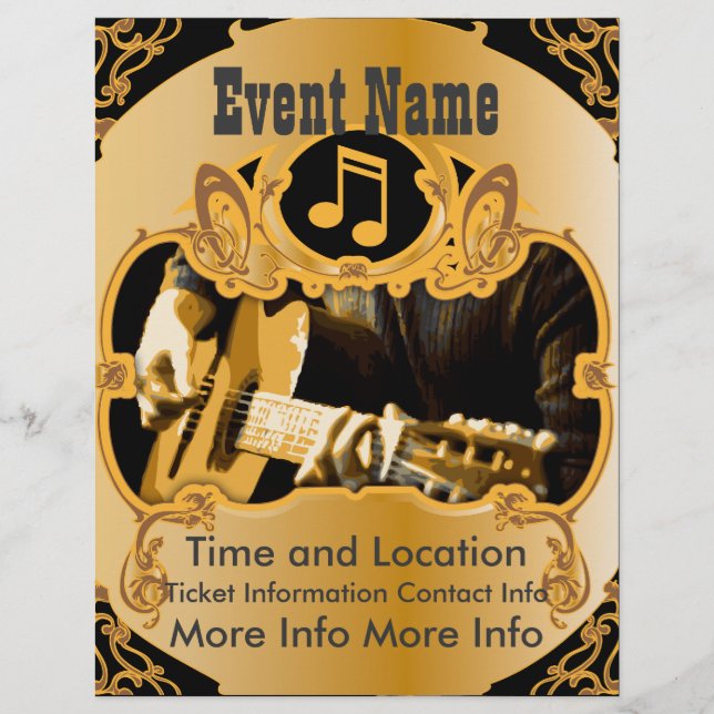 Folheto Dourado do Evento de Música (Frente)