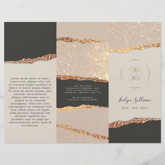 Folheto Dourado do shimmer preto (Frente)