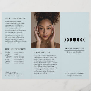 Folheto em três vezes elegante em fases de lua azu