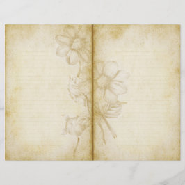 Folheto Informativo do Estilo Vintage Floral Diári