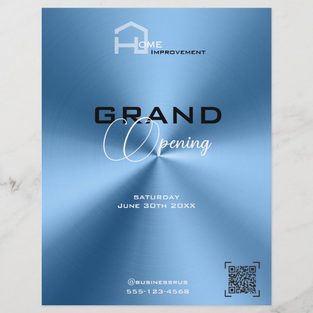 Folheto minimalista azul simples (Frente)