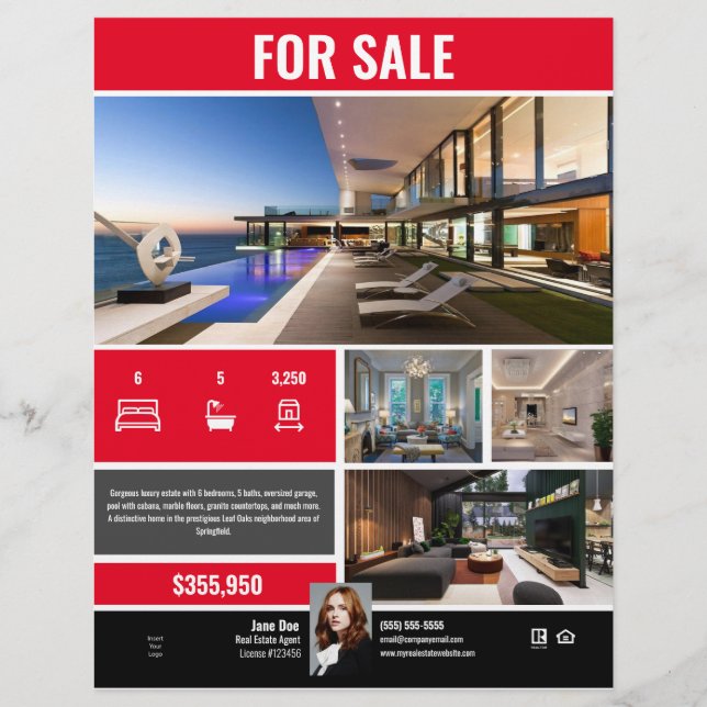 Folheto - Para Venda - Vermelho Moderno (Frente)