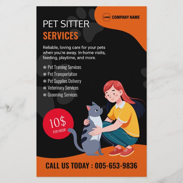 Folheto Personalizado Da Pet Sitter (Frente)