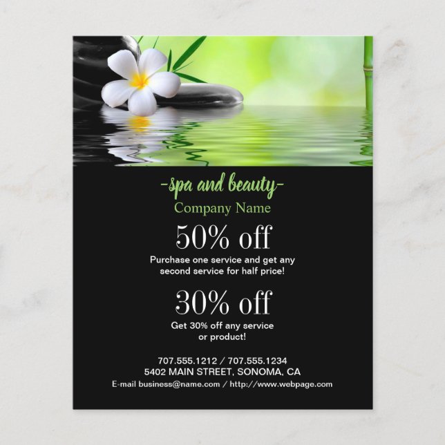 Folheto personalizado de Spa e Belezas (Frente)