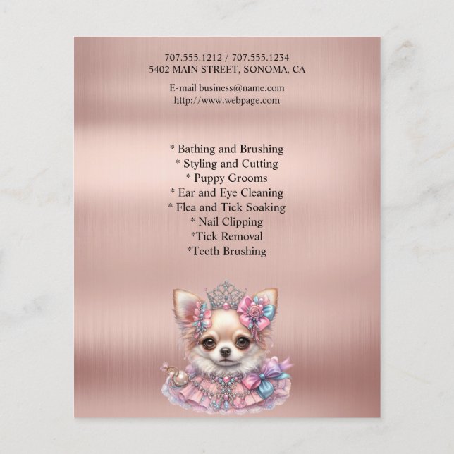 Folheto personalizado para a manutenção de cães (Verso)