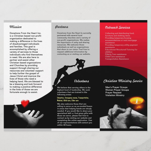 Folheto sobre doações (Frente)