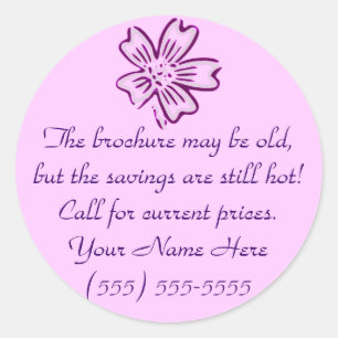 Folheto velho, etiqueta quente dos preços