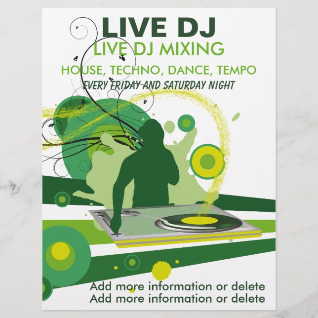 Folheto Verde Grunge Live DJ (Frente)