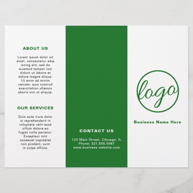 Folheto verde simples sobre logotipos profissionai (Frente)