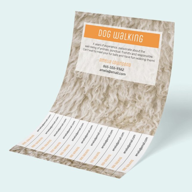 Folhetos de Cães Profissionais Minimalistas de Pap (Vibrant colorful advetising flyer for dog walking business with tearable tabs with contact info.)