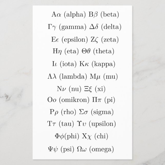 Folhetos do alfabeto grego | Folhetos de Aprendiza (Frente)