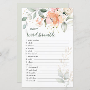 Foliage Floral Baby Word Scramble Paper Foliage