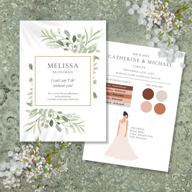 Foliage Foliage Bridesmaid - Cartão de Informações (Greenery Foliage Bridesmaid Wedding Info Card)
