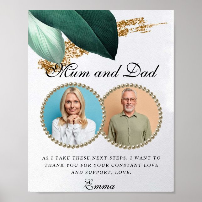 Foliage Glitter Parents of the Bride Gift Poster (Frente)