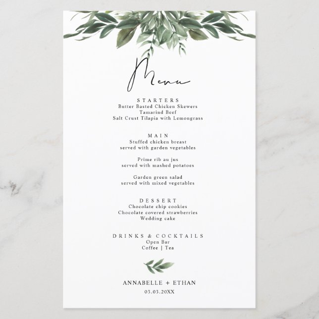 Foliage Leaf Menu Card (Frente)