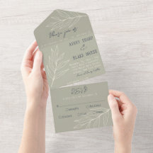 Foliage Line Art Sage, Cream & Marinho Boho