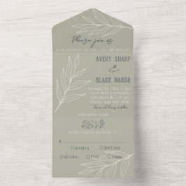Foliage Line Art Sage, Cream & Marinho Boho