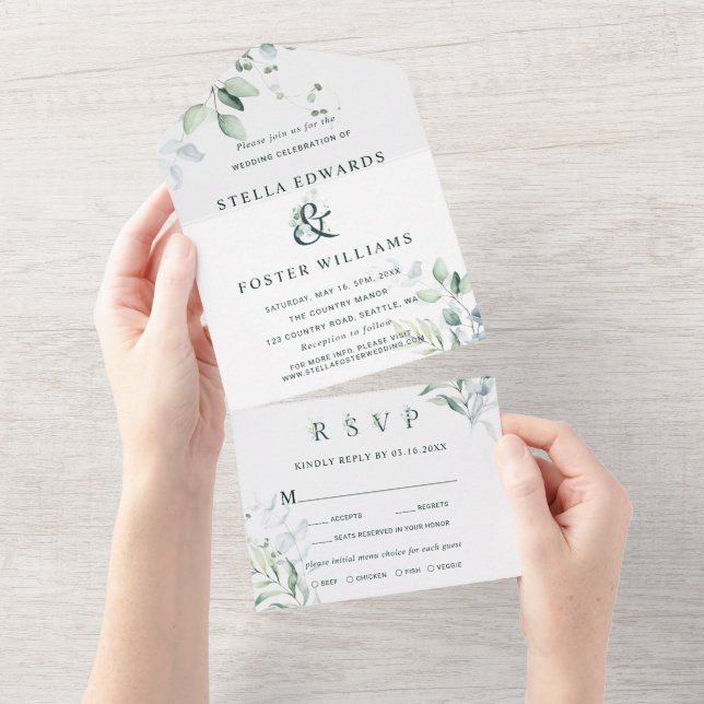 Foliage Verde Ampersand Wedding Elegante (Aba destacável)
