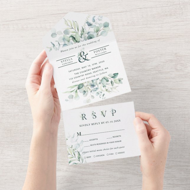 Foliage Verde Ampersand Wedding Elegante (Aba destacável)