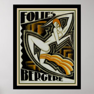 ," Folies Bergere" Art Deco Impressão (1926) 16x20
