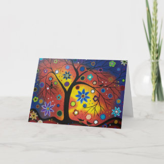 FOLK ART Aguardando o cartão de saudação Sunset