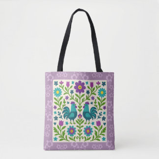 Folk Art Cockerel Tote Bag