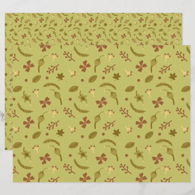 Folk Art Flowers Green (Frente/Verso)