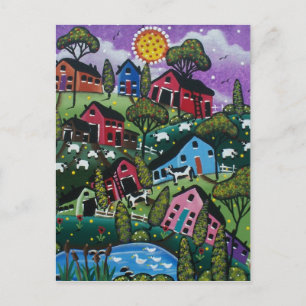 Folk ART Lazy Day s by LORI EVERETT cartão postal