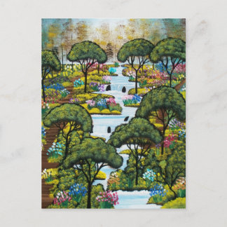FOLK ART manhã cedo por LORI EVERETT cartão postal