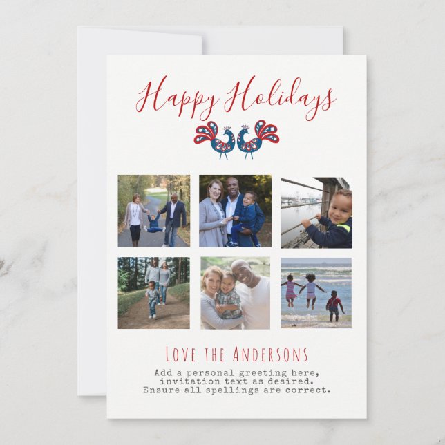 FOLK ART Natal FOTO COLAGEM Cartões de Saudação (Frente)