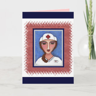 Folk Art Nurse - RN / Cartão de saudação de enferm