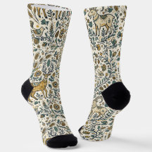Folk Art Scandinavian Deer Goat Forest Socks